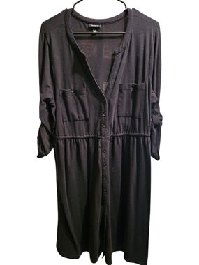 Torrid Sz 1 Black Button-Front Shirtdress